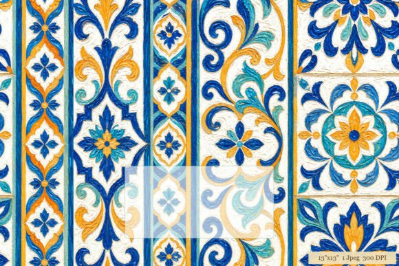 Download Mediterranean Tile Pattern Digital Paper - Digital Collection
