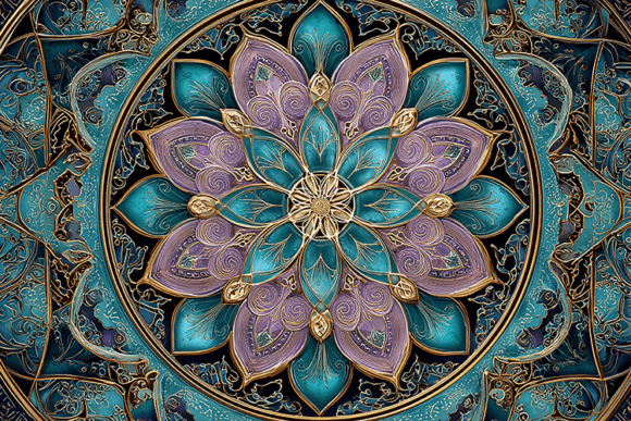 Download Luxury Teal Floral Mandala Mosaic - Man Collection