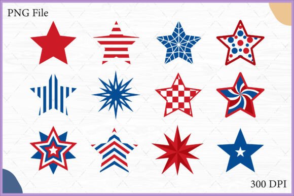 Download Decorative Patriotic Stars Clipart Set - Decorative Collection