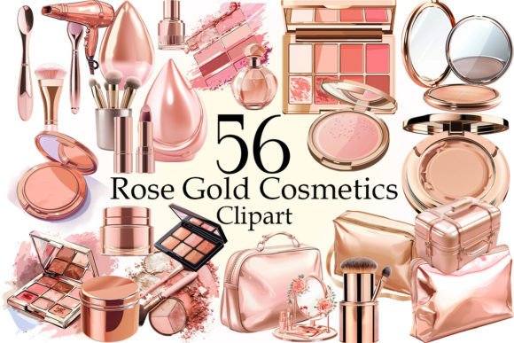Download Rose Gold Cosmetics Clip Art - Cosmetics Collection