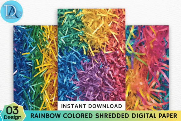 Download Rainbow Colored Shredded Digital Paper - Digital Collection