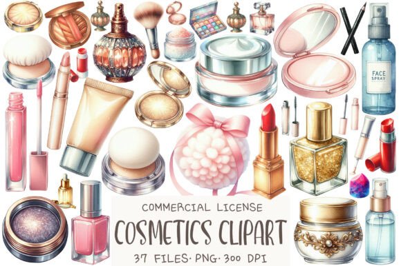 Download Watercolor Cosmetics Clipart - Cosmetics Collection